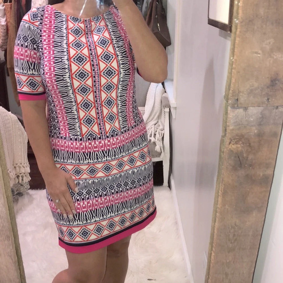 Eliza J pink size 12 Aztec boho print shift dress - Picture 1 of 7
